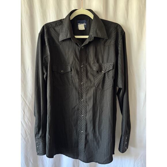 Vintage Wrangler Black Striped Button-Down Shirt - Size XL - Picture 1 of 5